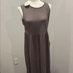 Gray Sleeveless Crew Neck Maxi Sundress